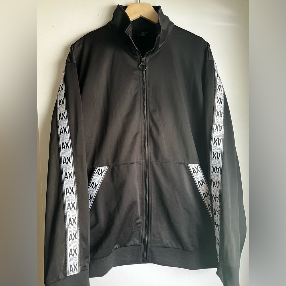 EUC Men’s Armani Exchange Full-zip Black Tracksuit Jacket, L